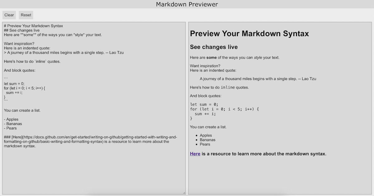 Markdown Previewer